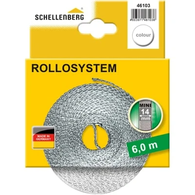 Imagen de Schellenberg 46103 Cinta de persiana,14 mm ancho, 6 m, color blanco