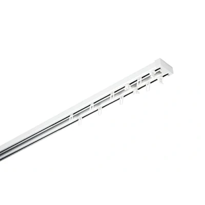 Imagen de GARDINIA Juego de rieles para cortinas aluminio Lara, Set completo con riel 2 carriles, Extensible, Blanco, 140 225 cm