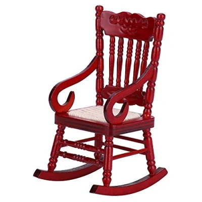 Imagen de Zerodis Silla Mecedora de Casa muñecas, 1/12 Conjunto Muebles Madera Liviana para Casas muñecas Sillón Divertido Modelos sofá bebés(Red)