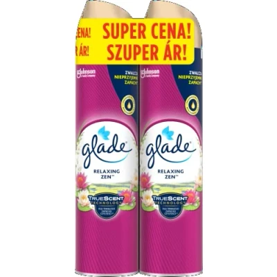Imagen de Glade Ambientador de aire en aerosol Relaxing Zen, sándalo y manzana, aroma duradero, 2 x 300 ml