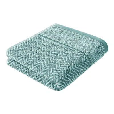 Imagen de herzbach Home Toalla de Ducha, 100% algodón, 70 x 140 cm, Estampada, Color Verde