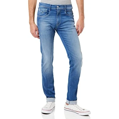 Imagen de Replay Vaqueros Hyperflex de corte slim Anbass para hombre hechos material reciclado con elástico, azul (Medium Blue 009), 29W / 30L