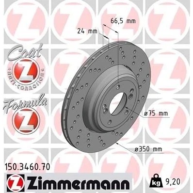 Imagen de ZIMMERMANN FORMULA Z COAT 150.3460.70 Disco de freno BMW: 3 Berlina, Coupé, 1 Coupé