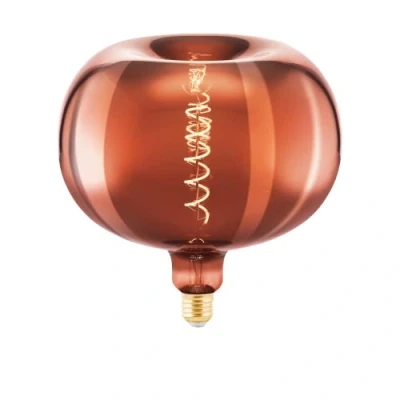 Imagen de EGLO LED E27 regulable en forma de manzana, espiral tamaño grande, bombilla vintage extragrande vaporizada cobre, 4 vatios, 40 lúmenes, blanco cálido, 1600k, Ø 22 cm
