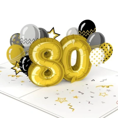 Imagen de papercrush® Tarjeta de cumpleaños 3D hecha a mano para hombres y mujeres (80 años), felicitación por el 80º especial con sobre