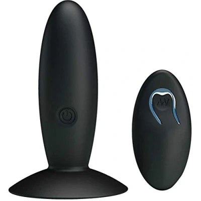 Imagen de Vibrador Plug anal recargable con vibracion y mando color negro de PrettyBottom