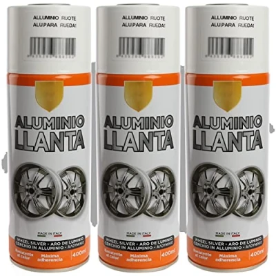 Imagen de H HANSEL HOME Pintura Spray Aluminio Llanta 400 Ml Pack de 3 Unidades