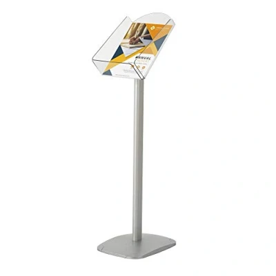 Imagen de DISPLAY SALES Expositor hojas para revistas DIN A4, folletos, prospectos expositores de pie con estante acrílico informativo, pie, portafolletos en formato vertical