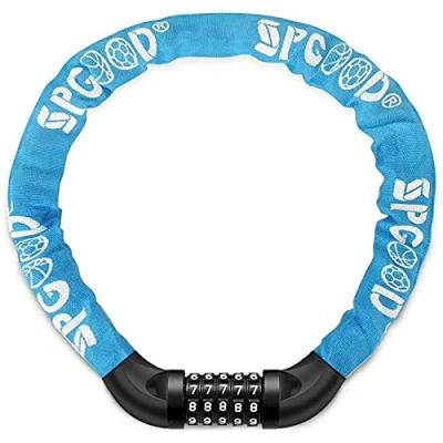 Imagen de SPGOOD Candado de Bicicleta antirrobo (14 colores) combinación 5 dígitos Candado,utilizado para bicicletas, motocicletas, puertas(Azul)