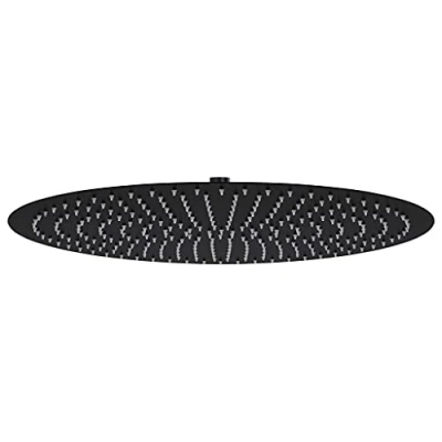 Imagen de vidaXL Cabezal de Ducha Efecto Lluvia Alcachofa Cuarto Baño Accesorio Rociador Boquillas Giratoria Área Amplia Acero INOX Redondo Negro 50 cm