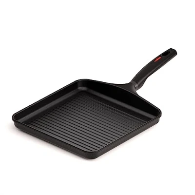 Imagen de Valira Origen Grill premium de 28x28 cm hecho en España, aluminio fundido con antiadherente reforzado, no apto para inducción.