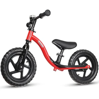 Imagen de KRIDDO Bicicleta de Equilibrio para Niños Pequeños 2 Años, 18 Meses a 4 Interactiva Iniciación con Balancín y Reposapiés, Regalo 5 Rojo