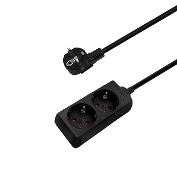 Imagen de Aigostar Regleta alargador de 2 enchufes con cable 3 metros， Color Negro