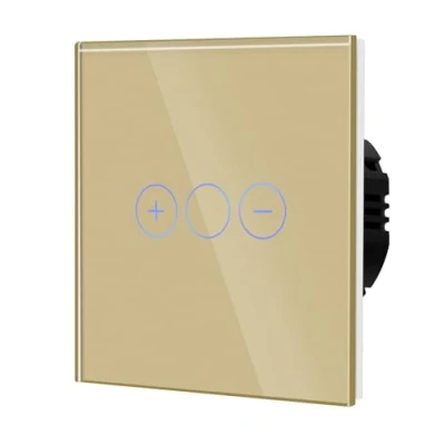 Imagen de BSEED Interruptor Regulador de Luz, Táctil Pared con Panel Cristal, 1 Gang 2 Vía Oro 86mm
