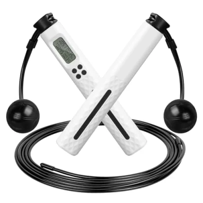 Imagen de AiQInu Cuerda Saltar Adultos, Comba sin Cuerda, de con Temporizador y Contador Calorías, Jumping Rope, Salto Ajustable