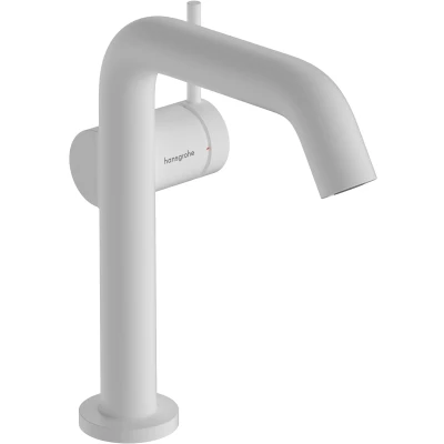 Imagen de hansgrohe Tecturis S Fine grifo lavabo sin desagüe, ahorro de energía (CoolStart), monomando 151 mm, mezclador agua (EcoSmart+), blanco mate, 73341700