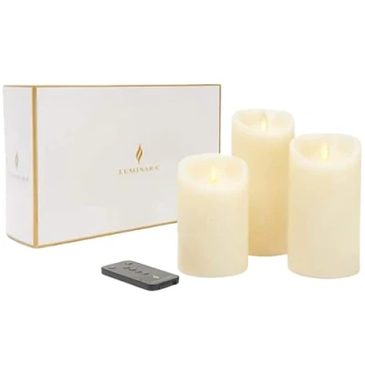 Imagen de Luminara Juego de 3 velas LED Living con efecto llama, color marfil, mando a distancia