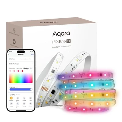 Imagen de Aqara Tiras LED T1 con Matter, REQUIERE HUB Zigbee 3.0, Luces RGB+IC de 2M 16 Millones Colores/Blanco Ajustable/Efectos Gradiente, Compatible Apple Home, Google Home y Alexa