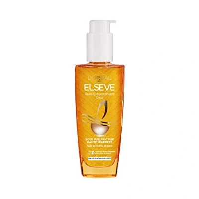 Imagen de Elsève Huile Extraordinaire Coco Soin sans Rinçage Nutrition Haute Légèreté Cheveux Normaux à Secs 100 ml