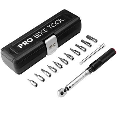 Imagen de PRO BIKE TOOL 1/4 Llave Dinamometrica para Bici, Kit de mantenimiento bicicletas carretera y montaña, incluye casquillos Allen Torx Professional uso preciso