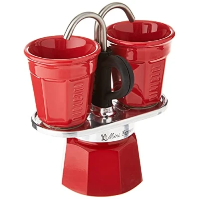 Imagen de Bialetti Mini Express Kandisky: Set con Cafetera 2 Tazas (90 Ml) + Tazas, Rojo, Aluminio