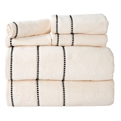 Imagen de Lavish Home Juego de Toallas algodón 6 Piezas, Accesorios baño con 2 baño, Mano y paños Lavado, Secado rápido (Beige)