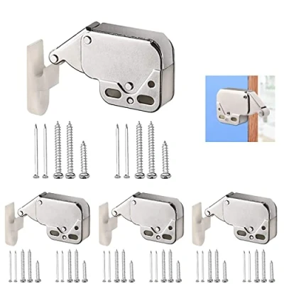 Imagen de Srup 4 Piezas Mini Pestillo para Puertas, Resorte de Acero Automático Capturas, Cierres Puerta Armario Doble Rodillo, Muelle Latch Cierre Presión (con contraparte)