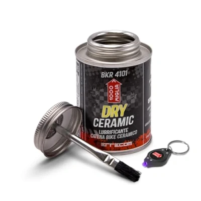 Imagen de Errecom 1000 Miglia BKR 4101 DRY CERAMICO Lubricante Cadena de Bicicletas para senderos secos y polvorientos 240 ml, fórmula fluorescente perfumada, Bote All in One con cepillo incluido