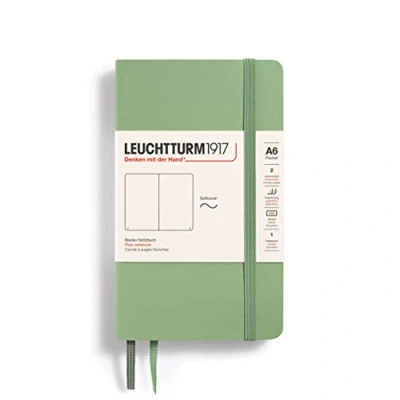 Imagen de LEUCHTTURM1917 363953 Libreta Pocket (A6) 90 x 150 mm, Tapa Blanda, 123 páginas numeradas, Sage, Lisa