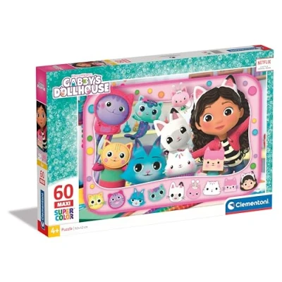 Imagen de Clementoni Gabbys Dollshouse Gabby&#039;s Dollhouse Supercolor Puzzle Infantil De 60 Maxi Piezas, para Niños 4 6 Años, Desarrolla La Concentraciòn Mentàl Y Logica, 26598, Multicolor