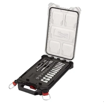 Imagen de Milwaukee PACKOUT Juego de llaves vaso y carraca (1/4&quot;, 28 piezas, en organizador compacto Slim 1/4&quot;)