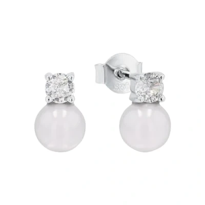 Imagen de Amor pendientes de plata ley 925 las señoras, con zirconia cúbica synth., perla concha, 1 cm, plata, Viene en caja regalo joyería, 2016100