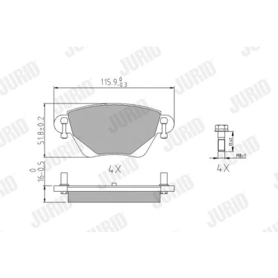 Imagen de JURID 573012J Juego de pastillas freno no preparado para indicador desgaste con accesorios FORD: MONDEO 3 Stufenheck, 3, Kombi