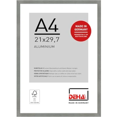 Imagen de DEHA Design marco de aluminio Tribeca, 21x29,7 cm (A4), Estructura Gris Mate