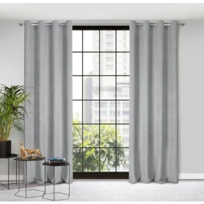 Imagen de Eurofirany Eliza Cortina Estructural de Terciopelo con Ojales 1 Pieza, Aislante Térmica, Opaca, Blackout, para Dormitorio, Salón, 140x250 cm, Gris