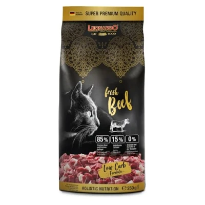 Imagen de Leonardo Fresh Beef [250g] Alimento para Gatos seco con un 85% de Carne Fresca Completo Adultos Todas Las Razas a Partir 1 año Edad