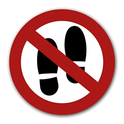 Imagen de 10 pegatinas de Prohibido el paso, 9,5 cm diámetro, señales advertencia con protección UV para exteriores e interiores