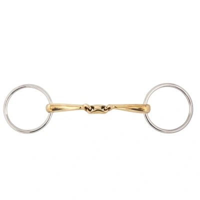 Imagen de BR Double Jointed Loose Ring Snaffle Slightly Curved Soft Contact 14 mm