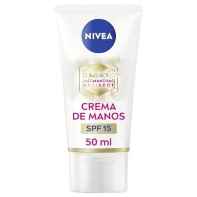 Imagen de NIVEA Luminous 630 Antimanchas crema de Manos (1 x 50 ml), hidratante con ácido hialurónico, nutritiva protección solar 15
