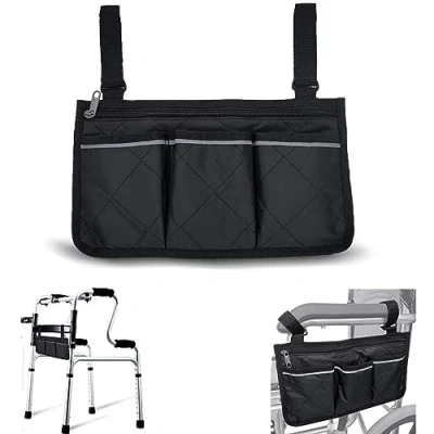 Imagen de KONAMO Bolsa para Silla de Ruedas con Bolsillos, Universal, Impermeable, eléctrica, Scooter, Andador, Accesorios, Color Negro