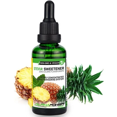 Imagen de ALPHA POWER FOOD®: Stevia líquida natural Gotas de piña, Edulcorante natural, sustituto del azúcar con sabor sin &amp; calorías