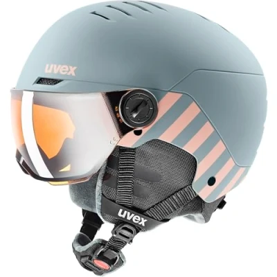 Imagen de uvex rocket jr visor, casco de esquí infantiles robusto, con visera, ajuste talla individualizado, rhino, blush matt, 54 58 cm