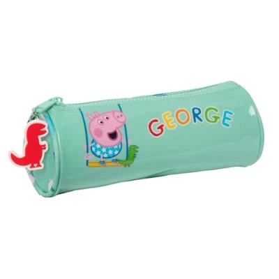 Imagen de Safta GEORGE Estuche Redondo Escolar, Infantil, Niño, Ideal para Niños de 5 a 14 Años, Cómodo y Versátil, Calidad Resistencia, 20x7 cm, Color Verde Menta