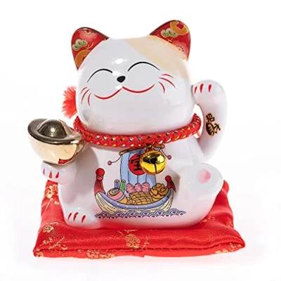 Imagen de lachineuse Gato japonés Maneki Neko, Porte Bonheur, 9x8x10cm