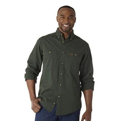 Imagen de Wrangler Camisa de Trabajo Manga Larga Sarga Logger, Verde (Forest Green), XXL para Hombre