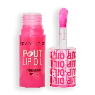 Imagen de Revolution, Aceite Labial Nutritivo Pout, de Labios con Color, Brillo Intenso, Acabado No Pegajoso, Vegano y Libre Crueldad Animal, Watermelon Pink, 4ml