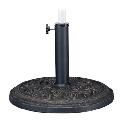 Imagen de Relaxdays Base Sombrilla, Pie, Soporte, Rosas, Palos de 35/38/48 mm, Resina Sintética, 1 Ud., 32 x 45 cm, Negro Dorado