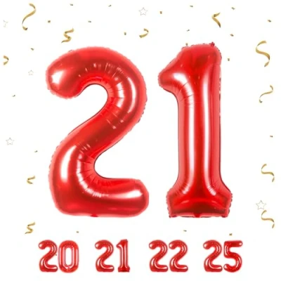 Imagen de Globos de 21 cumpleaños,Rojo pulgadas Globo número, decoraciones número cumpleaños para hombre y mujer, inflable lámina Rojo