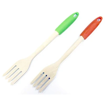 Imagen de Fackelmann tenedor Madera de abedul con Mango elastómero, 32 Cm, para cocinar. 1 ud.