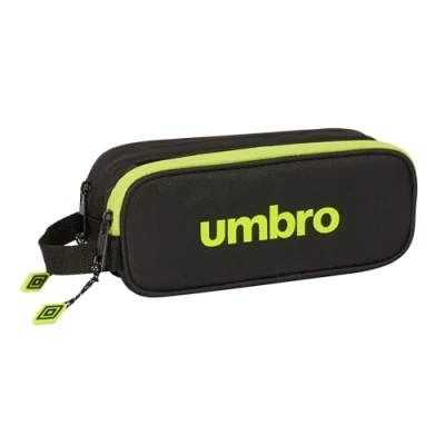 Imagen de Safta Umbro Lima Portatodo Doble Niño, Estuche Infantil, Ideal para Niños en Edad Escolar, Cómodo y Versátil, Calidad Resistencia, 21x6x8 cm, Color Negro
